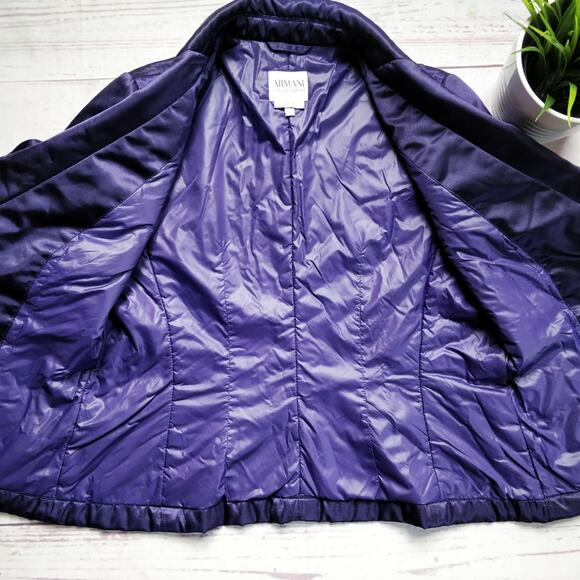 ARMANI COLLEZIONI Padded Purple Nylon Blazer Jacket Size 4 - Picture 5 of 7